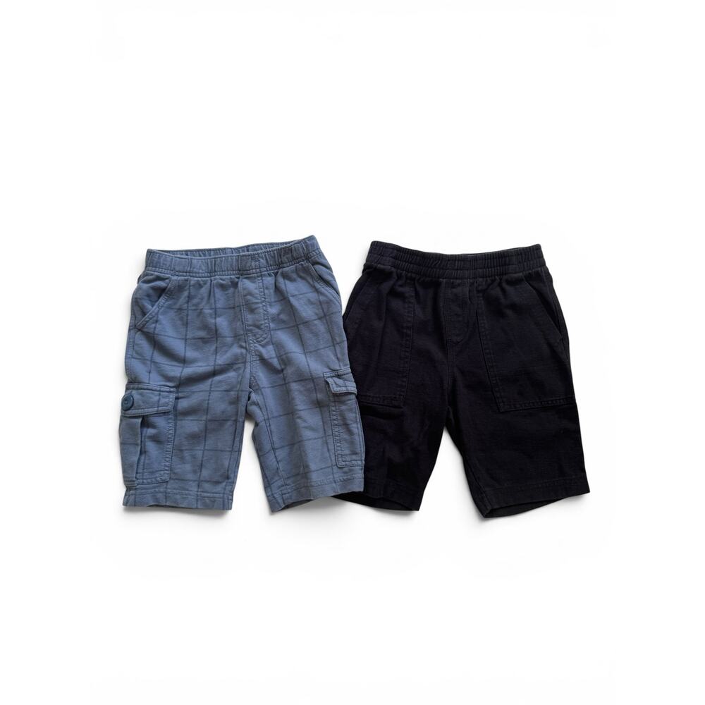 Tea Collection dusty blue grid cargo shorts & black shorts bundle